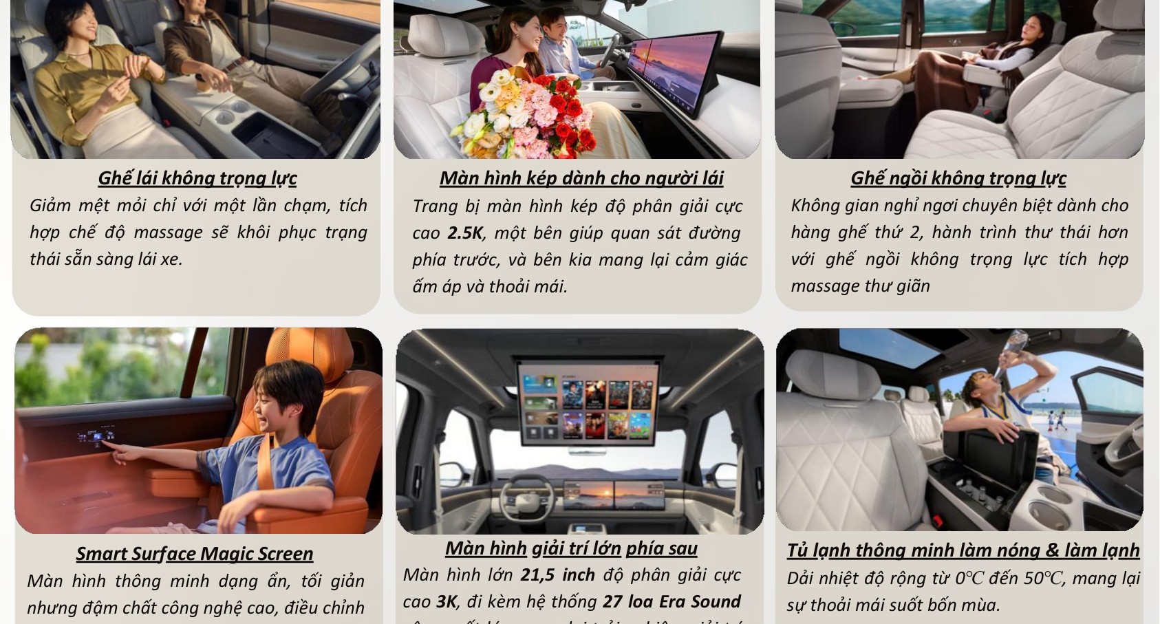 Ghế không trọng lực và các tiện nghi được giới thiệu trong catalogue ID. ERA 9X