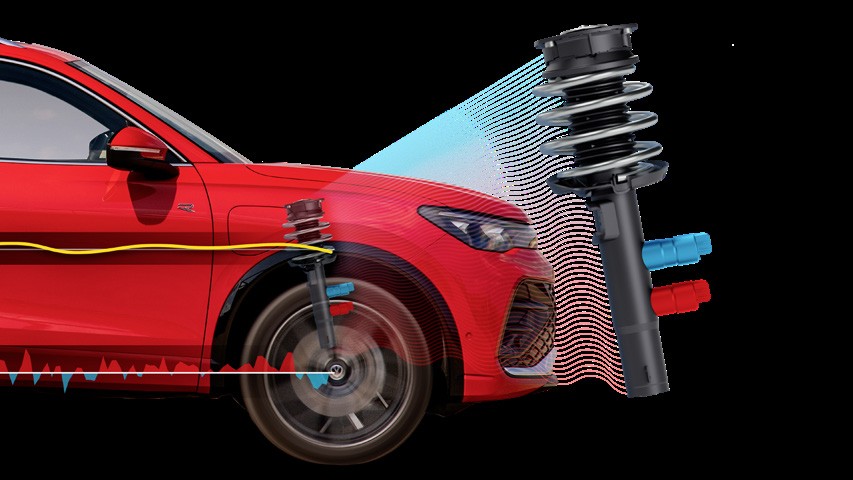 Minh họa giảm chấn DCC Pro trên Volkswagen Tiguan R-Line